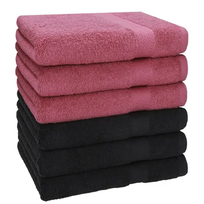 Produktbild von Betz Premium Handtuch Set 6-teilig – 6× Handtücher 50×100 cm, 100% Baumwolle 470 g/m², weich & saugstark, ® Farbe Beere/Graphit