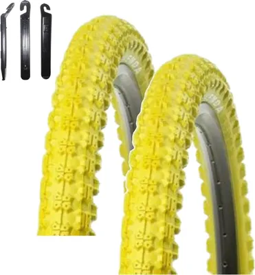 Obrázek produktu pro 2 x Kenda 20" BMX K-50 jízdní kolo pneumatiky v žluté barvě 57-406 (20 x 2,125) včetně maxxi4you montážní páčky