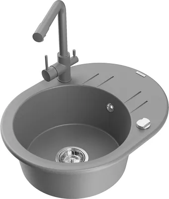 Produktbild von Mexen Kevin 1 Becken-Granitspüle mit Abtropffläche und Mischbatterie Duero, Grau - 6517-71-671600-71
