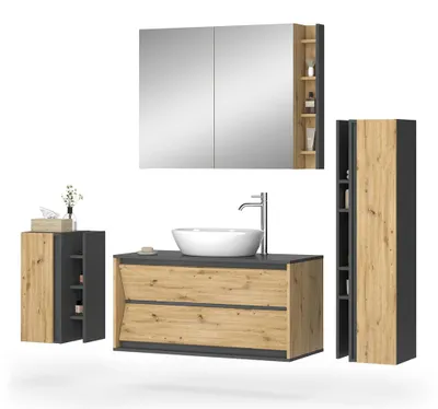 Produktbild von Badmöbel-Set Vicco Edelin Anthrazit/Artisan 4 Teile, Model 58290