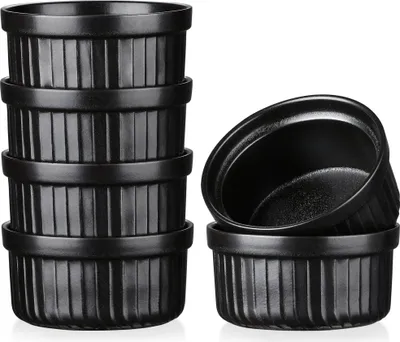 Image de Moules à soufflé, vancasso FORTE : lot de 6 moules à dessert en grès pour muffins, cupcakes, crème brûlée, fondants, 9 x 9 x H 5 cm