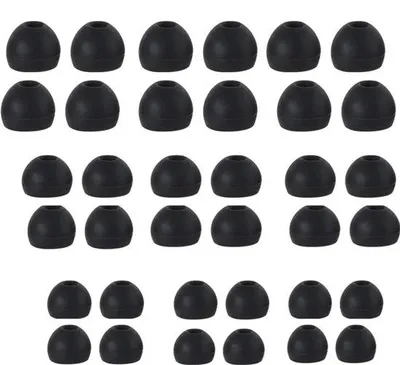 Obrázek produktu pro Silikonové špunty do uší pro sluchátka do uší 4,5–6 mm, 3 velikosti, 36 párů, černé.