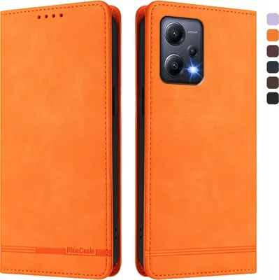 Image de Etui pour Xiaomi Poco X5/Redmi Note 12 5G, étui rétro en cuirPolyuréthaneavec support et fentes pour cartes Orange