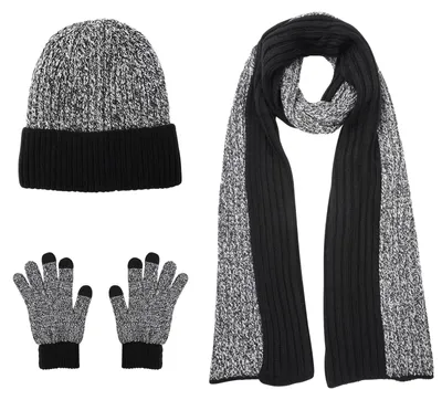 Produktbild von 3 in 1 Set für Männer: Mütze, Schal und Handschuhe