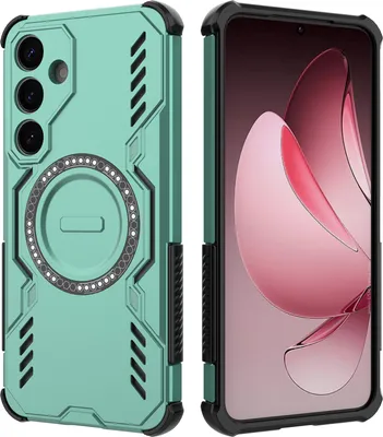Image de Etui magnétique pour Samsung Galaxy S25+, bumper hybride PC et TPU, trous d'aération pour la dissipation de la chaleur Etui Vert