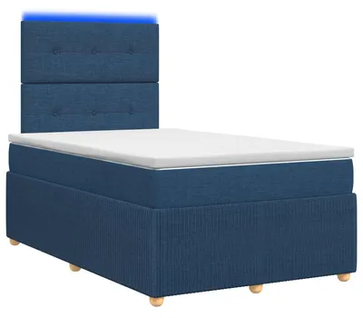 Productafbeelding van vidaXL LED boxspringbed met matras, blauw, 120 x 200 cm, gestoffeerd