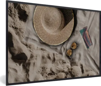 Produktbild von MuchoWow® Gerahmtes Poster Strandtuch - Strand - Sommer 30x20 cm - Poster mit Schwarzem Bilderrahmen Wandposter Rahmen Foto Bilder - Kunstdruck - Bild-Poster