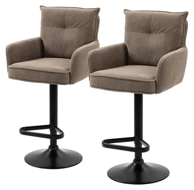Produktbild von home24 Barstuhl - 2er-Set - Höhenverstellbar - Cord / Eisen