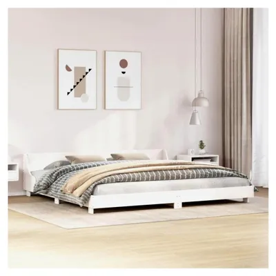 Produktbild von Bettrahmen ohne Matratze Weiß 200x200 cm aus massivem Kiefernholz