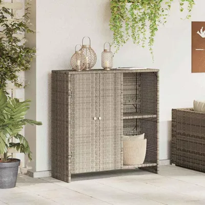 Produktbild von Möbel Aufbewahrungsschrank mit Tür Hellgrau 100 x 36 x 102 cm Rattan - Nachttische & -schränke &41267