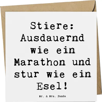 Produktbild von Mr. & Mrs. Panda Grußkarte Spruch Starker Stier - Weiß - Geschenk, Charakter, Geschenke Astrologie, Sternzeichen, Ausdauer, Tierkreiszeichen, anlasskarte, Klappkarte
