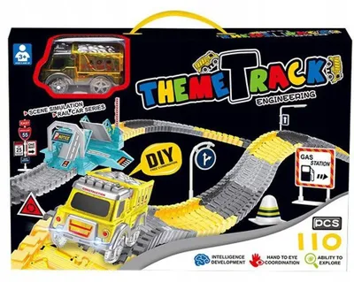 Zdjęcie produktu dla Tor Samochodowy Theme Track 110 Elementów Auto Świecące Diy 3+