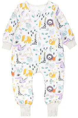 Produktbild von TupTam Baby Schlafsack mit Füßen und Ärmel  e Materialien Winterschlafsack, Farbe: Safaritiere bunt, Größe: 68-74
