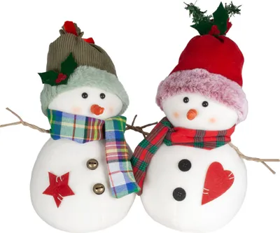 Produktbild von Schneemann 32cm stehend, Pärchen, 2er Set Dekofigur Weihnachten