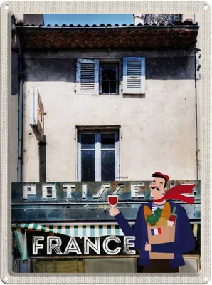 Produktbild von vianmo Blechschild 40x30 cm Frankreich Architektur Restaurant Deutschland