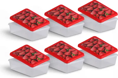 Image de Boîtes fraîcheur 1,25L - Fraise - 20x13cm ( pack de 6 )