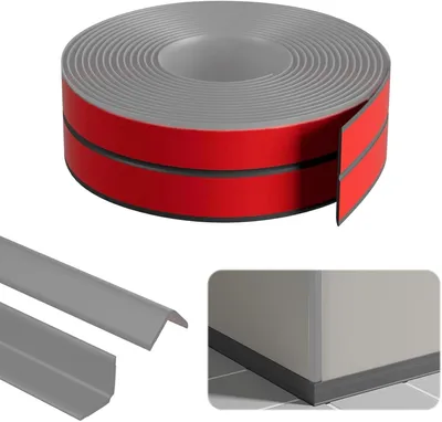 Produktbild von Selbstklebende Wandleiste 1 cm x 1 cm x 12 m, PVC, grau, für Renovierungsarbeiten