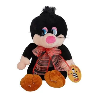 Produktbild von Plüschtier Maulwurf mit Schleife Kuscheltier 19cm Stofftier Gartenbewohner schwarz