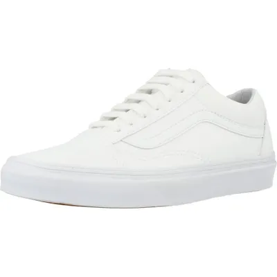 A white Vans Old Skool sneaker is shown from a side angle against a white background.