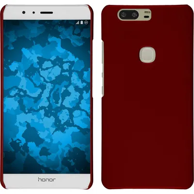 Produktbild von PhoneNatic Case kompatibel mit Huawei Honor V8 - Hülle rot gummiert Hard-case + 2 Schutzfolien