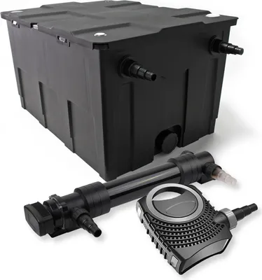 Obrázok produktu pre SunSun kompletná sada: CBF-550 rybníkový filter do 60000 l ako prietokový filter, CTF-8000 SuperECO rybníkové čerpadlo 8000 l/h 70 W, CUV-636 rybníkový odlučovač UVC s 36 W