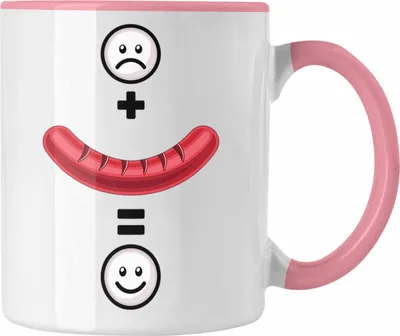 Produktbild von Trendation - Wurst Tasse Geschenk für Griller Wurst  :( + Wurst = :) Lustige Geschenkidee Geburtstag (Rosa)