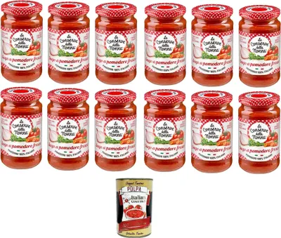 Produktbild von Le Conserve della Nonna- Sugo Al Pomodoro Fresco frische Tomatensoße 12x 190g + Italian Gourmet polpa 400g