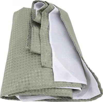 Image de Rideau de douche gaufré avec doublure boutonnée, style hôtelier, rideau de salle de bain avec partie supérieure en filet, hydrofuge, lavable, vert