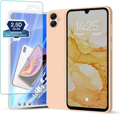 Produktbild von Hülle für Samsung Galaxy A05 mit 9H Displayglas Displayschutz Plus Case Cover Bumper Silikon Softgrip Schutzhülle Farbe: Rosa