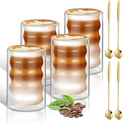 Produktbild von Doppelwandige Kaffeetassen - Hochwertiges Borosilikatglas - Set von 4