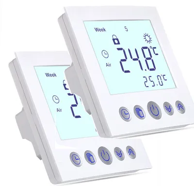 Image de 2-Pack thermostat numérique encastré chauffage par le sol thermostat d'ambiance thermostat de chauffage blanc