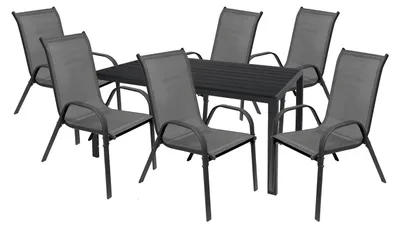 Produktbild von 7tlg Gartenmöbel Garnitur Sitzgruppe Essgruppe 160x90cm Stapelstühle