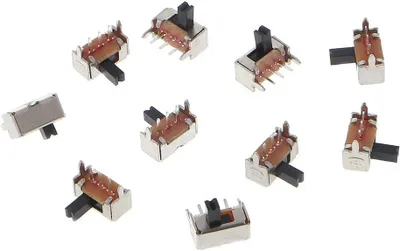 Produktbild von Vertikaler Schiebeschalter 1P2T, 10 Stück, 3 Pins, 3 mm Schaft für Leiterplatte SK12D07-V