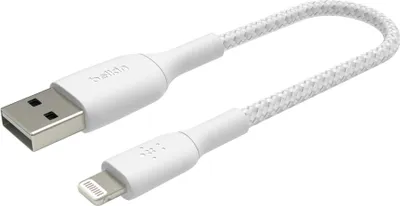 Produktbild von Belkin CAA002BT0MWH, 0,15 m, Lightning, USB A, Männlich, Männlich, Weiß