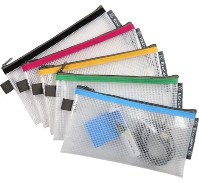 Image de Exacompta 10x Pochette à fermeture éclair en plastique souple assort. 34130E