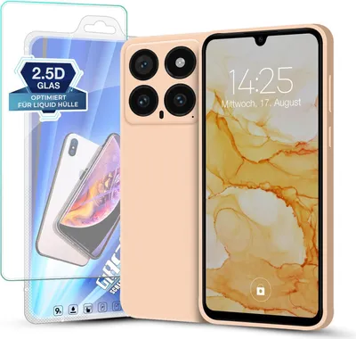 Produktbild von Hülle für Xiaomi 14 mit 9H Displayglas Displayschutz Plus Case Cover Bumper Silikon Softgrip Schutzhülle Farbe: Rosa