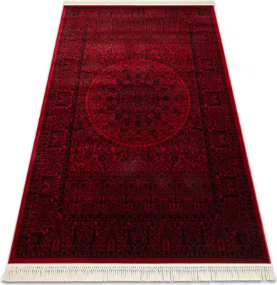 Produktbild von ORIENT 6039 Teppich burgund / schwarz Rahmen, Rosette, orientalisch, mit Fransen rot 200x290 cm