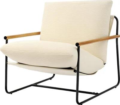Obrázok produktu pre Kreslo VEVOR lounge chair, útulné čalúnené kreslo s mäkkou penovou výplňou a kovovým rámom a odnímateľným vankúšom, polohovateľné kreslo do obývačky, spálne, čitárne, kancelárie, béžová farba