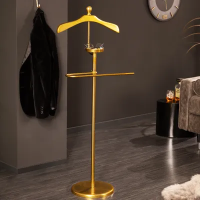 Produktbild von riess-ambiente Eleganter Herrendiener VALET 128cm gold Aluminium Kleiderhaken Garderobenständer Kleiderständer