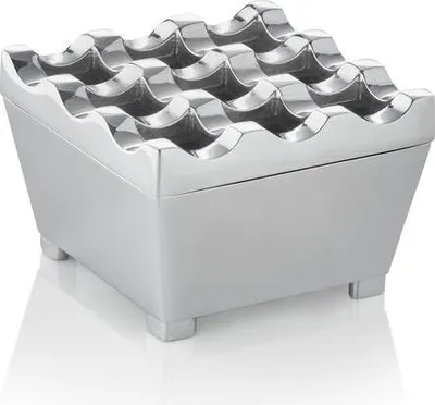 Produktbild von 6x Windaschenbecher, 7,5 x 7,5 x 4,5 cm, verchromt, Zinkuss