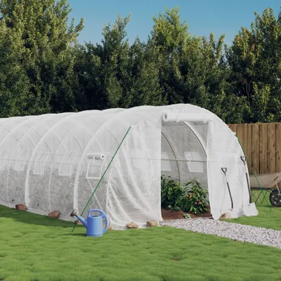 Produktbild von [Home] Gewächshaus mit Stahlrahmen Weiß 60 m² 20x3x2 m , Neue Mode 2024 im häuslichen Leben