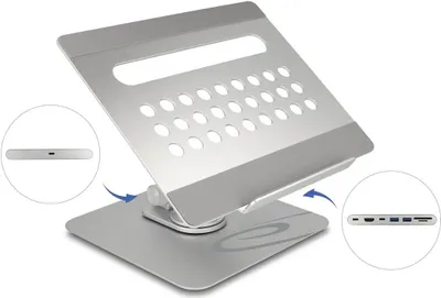 Produktbild von Delock USB-C Dockingstation mit Tablet und Notebook Ständer 4K - HDMI / Kartenleser / Hub / PD 3.0 90 W - 360 grad drehbar