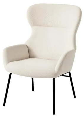 Produktbild von Ohrensessel für Wohnzimmer, Loungesessel mit hoher Rückenlehne, Polstersessel in Leinenoptik, Lesesessel für Schlafzimmer in Cremeweiß