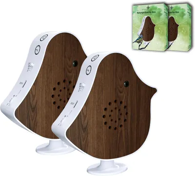 Produktbild von Northpoint Naturgeräusche Box Vogel Sound Box Echtholz Bewegungsmelder USB-C Nussholz 2er-Set
