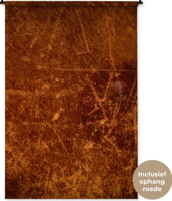 Produktbild von MuchoWow® Wandteppich Wandbehang Leder - Lederoptik - Braun - Orange 120x180 cm Tapisserie Dekoration Wandtuch - Schlafzimmer - Dekorationen für das Haus