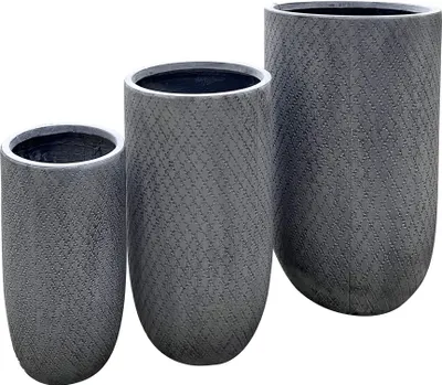 Immagine prodotto di Milani Home - set 3 vasi in fibra sintetica grigio scuro per interno esterno giardino e terrazzo