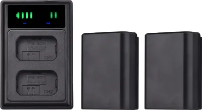 Produktbild von Andoer NP-FW50 USB Intelligent Charger & Battery Kit 1PCS Dual Channels Camera Battery Charger + 2PCS 7,4V 1500mAh NP-FW50 Wiederaufladbare Batterien USB C + Micro-USB-Port LED-Bildschirm Ersatz fuer Sony A6000 A6500 A6300 A7 A7II A7RII A7SII A7S A7S2 A7R A5100 RX10