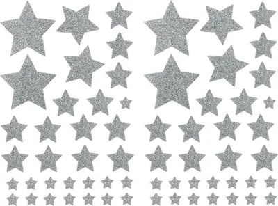 Produktbild von Oblique Unique 64 Sterne Sticker Stern Aufkleber mit Glitzereffekt für Weihnachten zum Basteln Spielen - silber