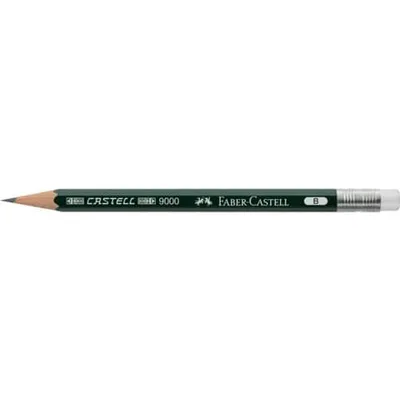 Produktbild von Faber Castell Bleistift 9000 Perfect B grün Radierer
