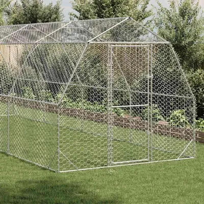 Immagine prodotto di Recinto per polli - Recinto per uccelli - Recinto esterno - Recinto per animali - Gabbia per pollame - Acciaio zincato